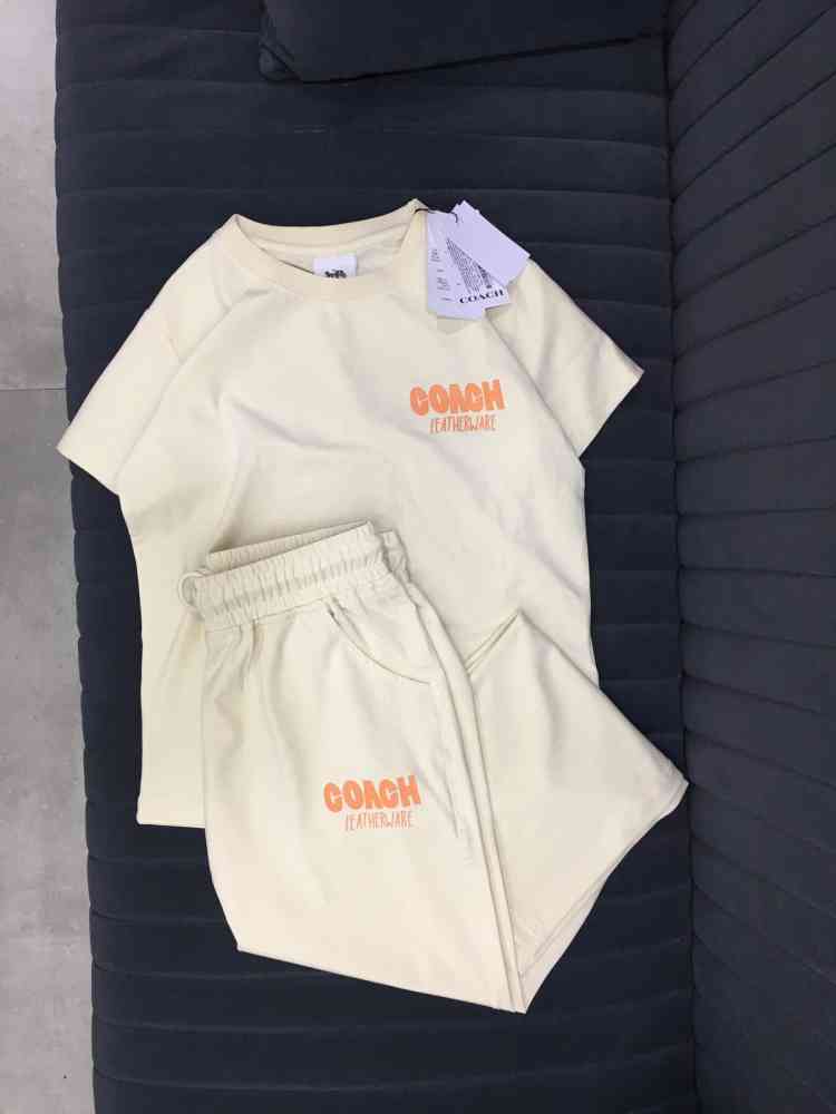 Coach White Premium Quality Co-ord Set-thumb-1