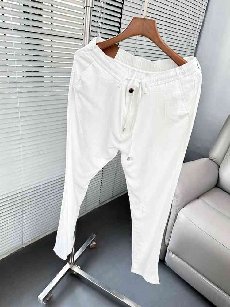 Loro Piana White Premium Quality Pants-thumb-1