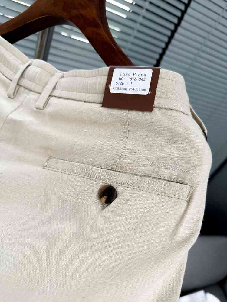 Loro Piana Cream Premium Quality Pants-thumb-5
