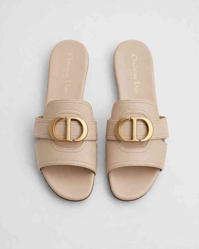 Dior Cream Premium Quality Flat Sandal-thumb-0