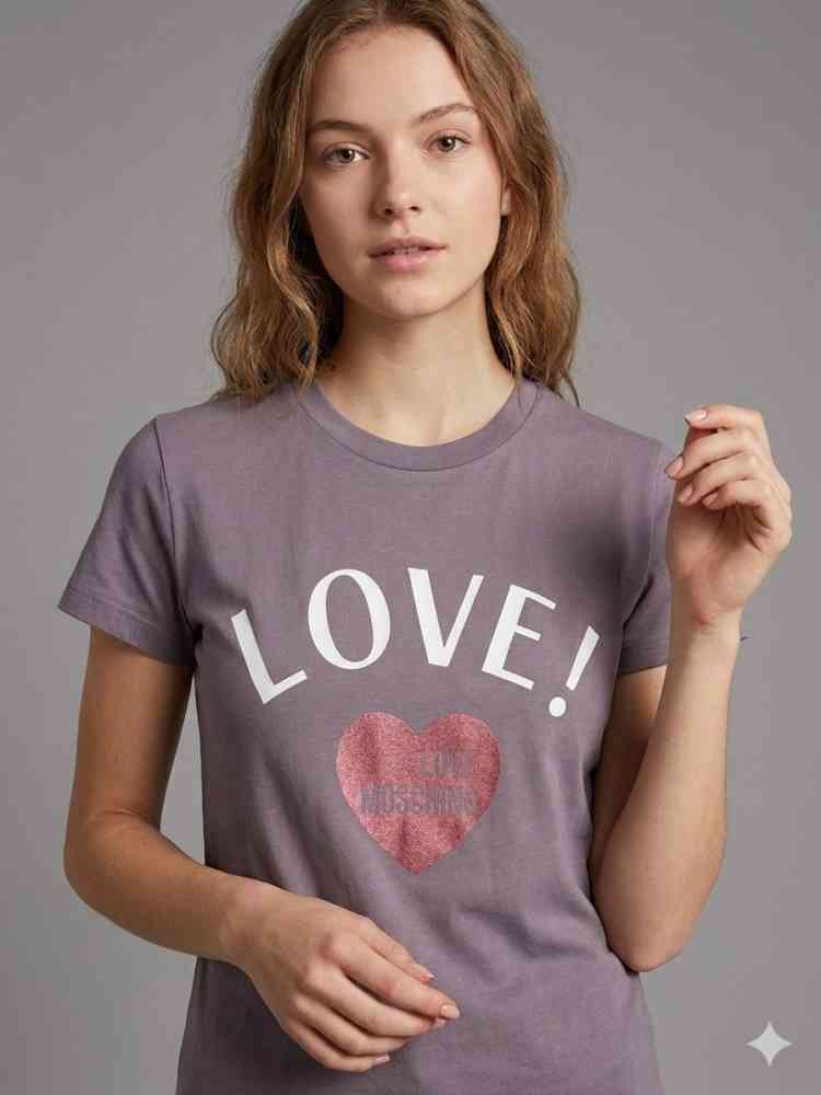 Purple Moschino Pink Premium Quality Women T-shirt