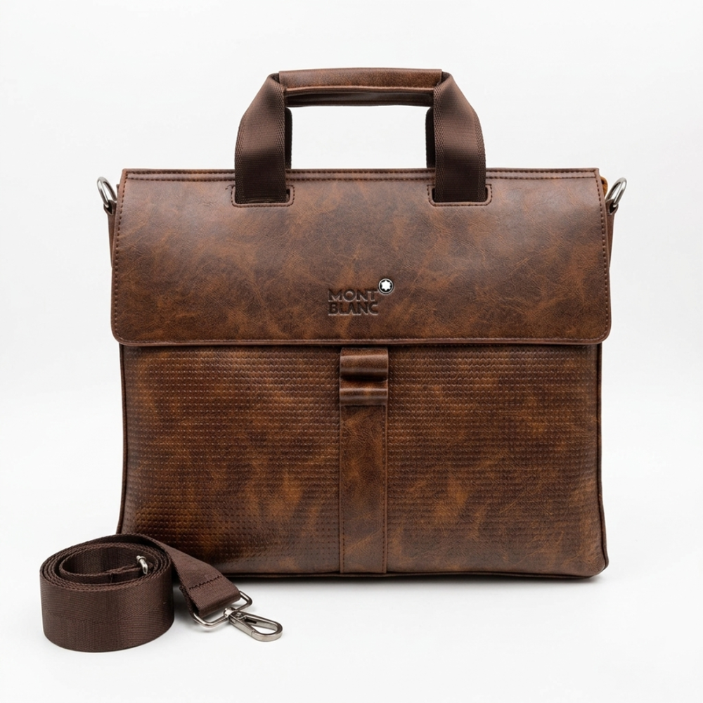 Montblanc Brown Laptop Bag-thumb-0
