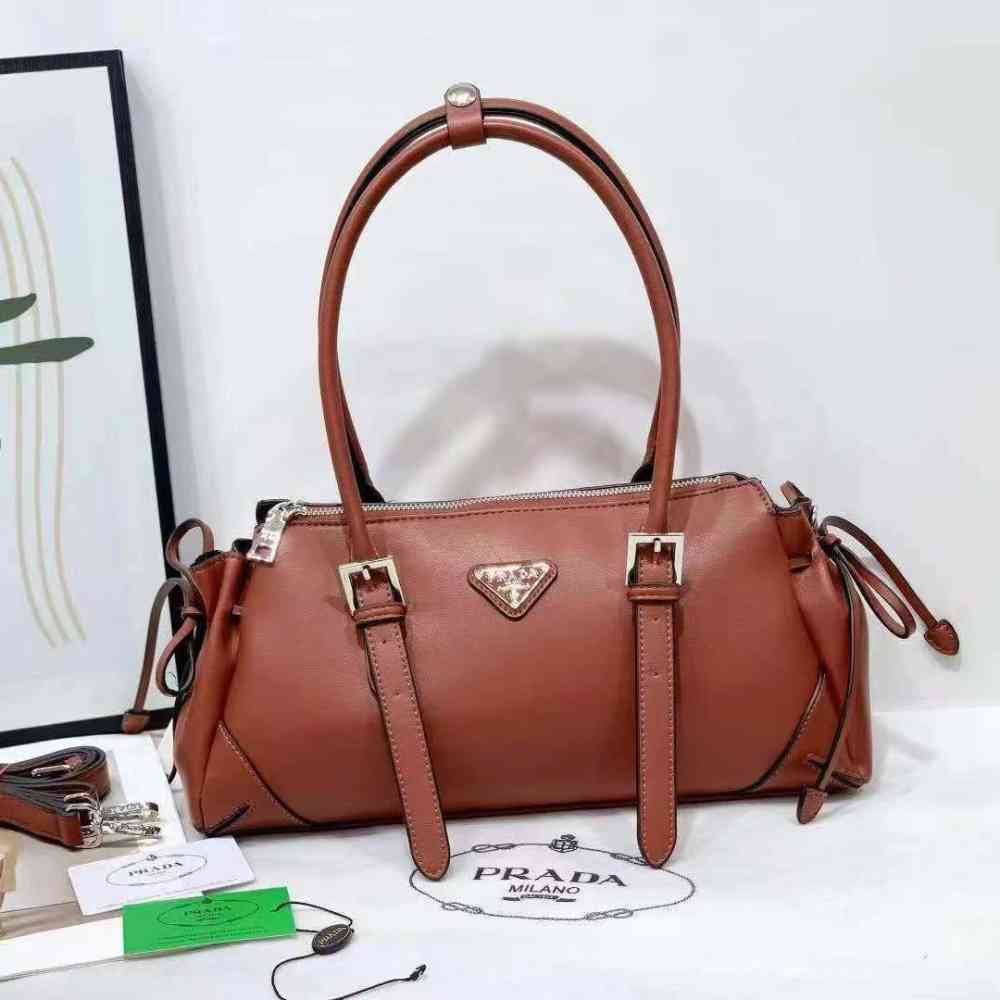 Brown Prada Bonnie White Handbag