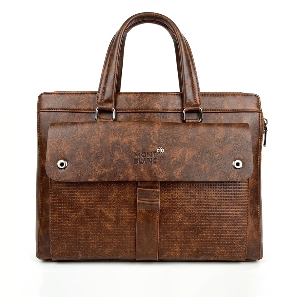 Montblanc Brown Laptop Bag-thumb-0