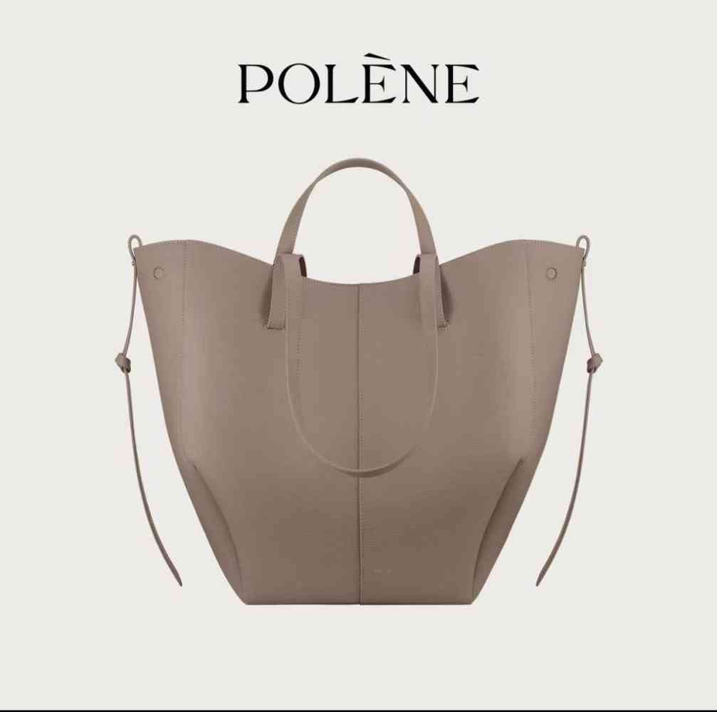 Grey Polene Grained Cyme Wine Tote Bag
