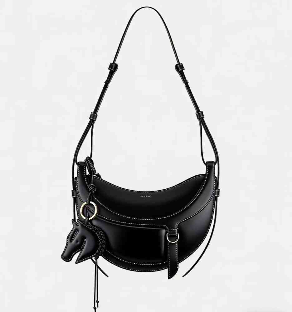 Black Polene Numro Dix Brown Shoulder Bag