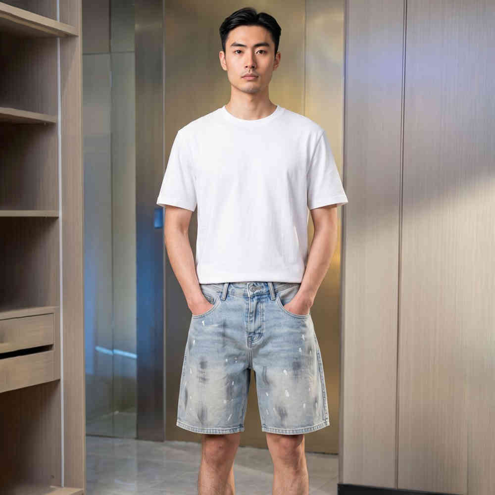 Tide Streetwear High Street Light Blue Painted Short-1