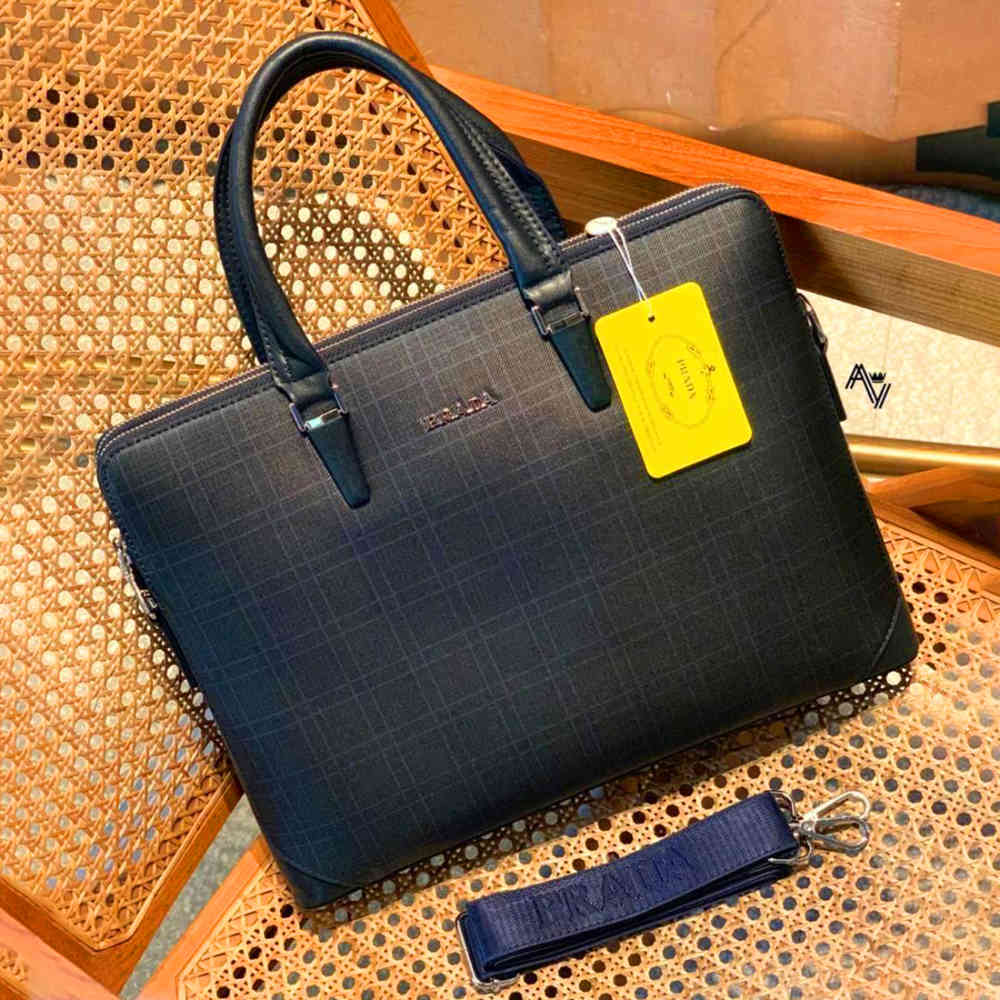 Blue Prada Men's Black Premium Business Laptop Bag