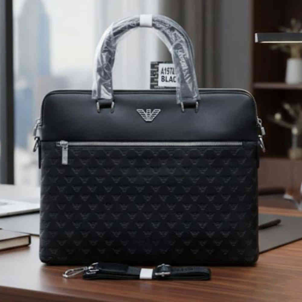 Emporio Armani Leather Business Bag-thumb-0