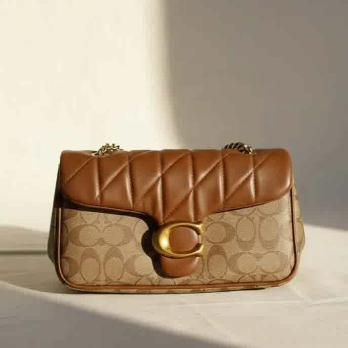 Brown Coach Tabby 26 Quilted Black Sling Bag