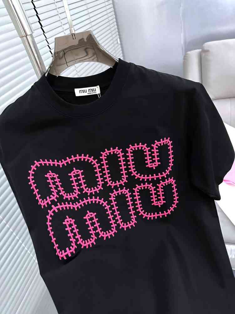 Miu Miu Black Premium Collar T-shirt-2
