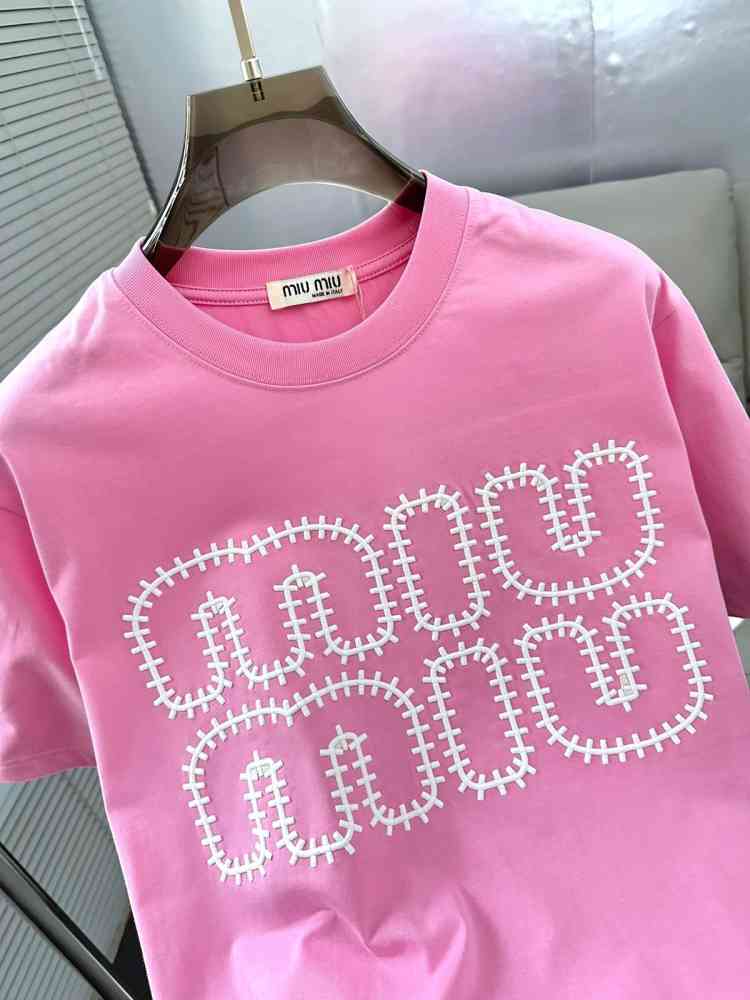 Miu Miu Pink Premium Collar T-shirt-thumb-1