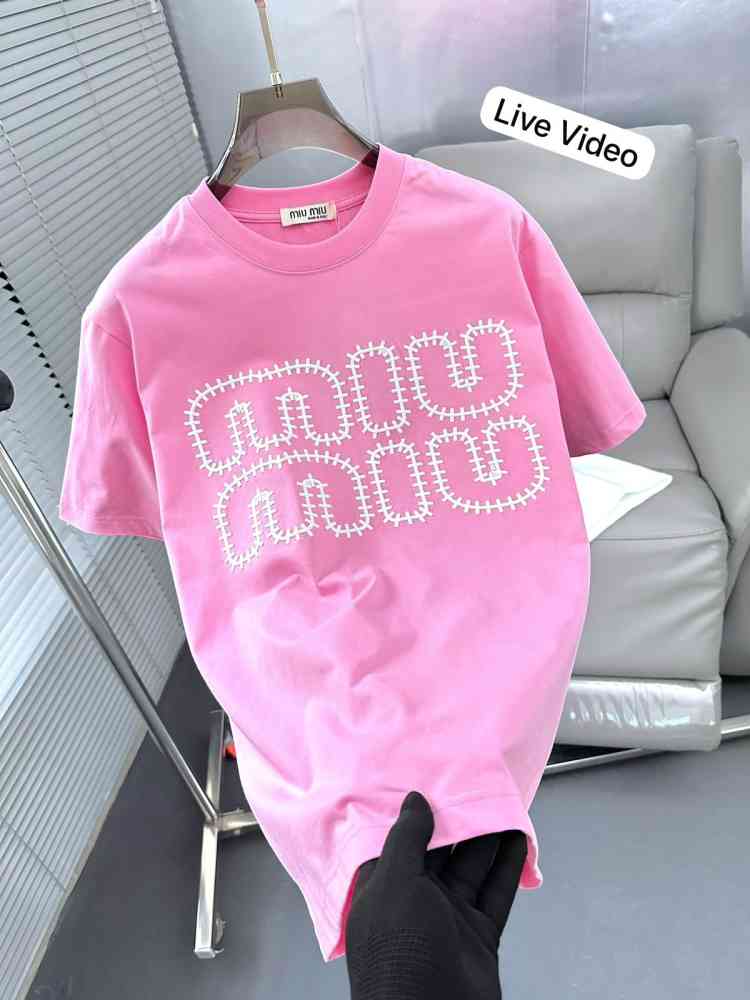 Miu Miu Pink Premium Collar T-shirt-thumb-2