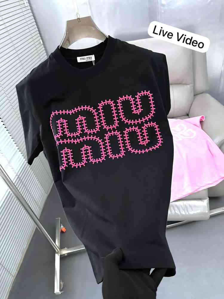 Miu Miu Black Premium Collar T-shirt-1