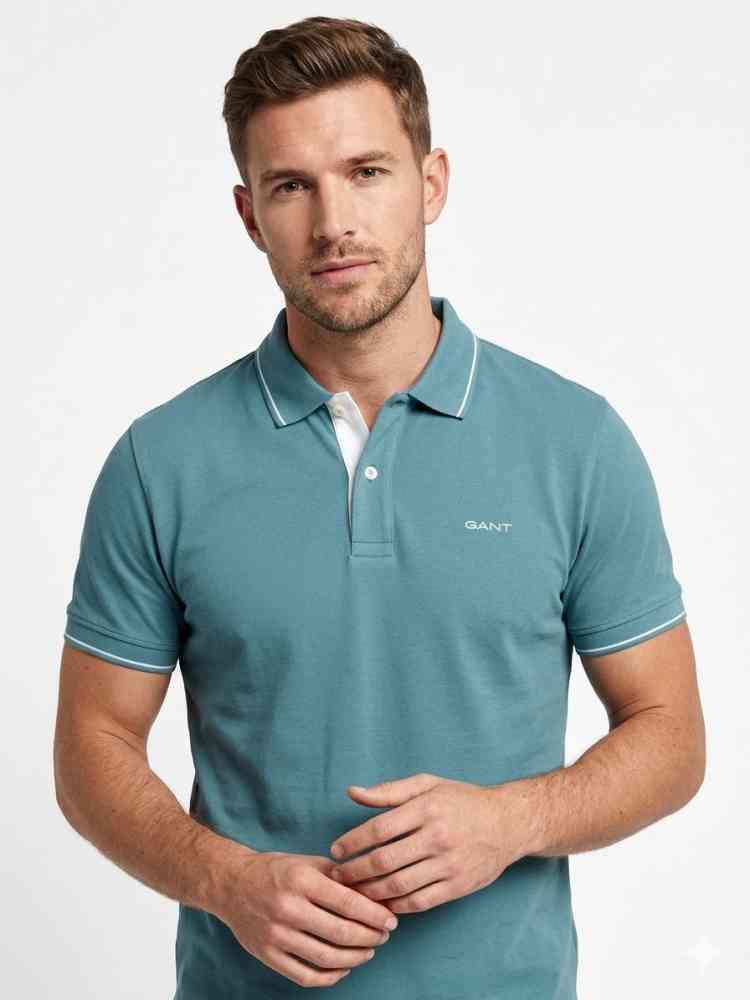 Sky Blue Gant White Premium Quality T-shirt