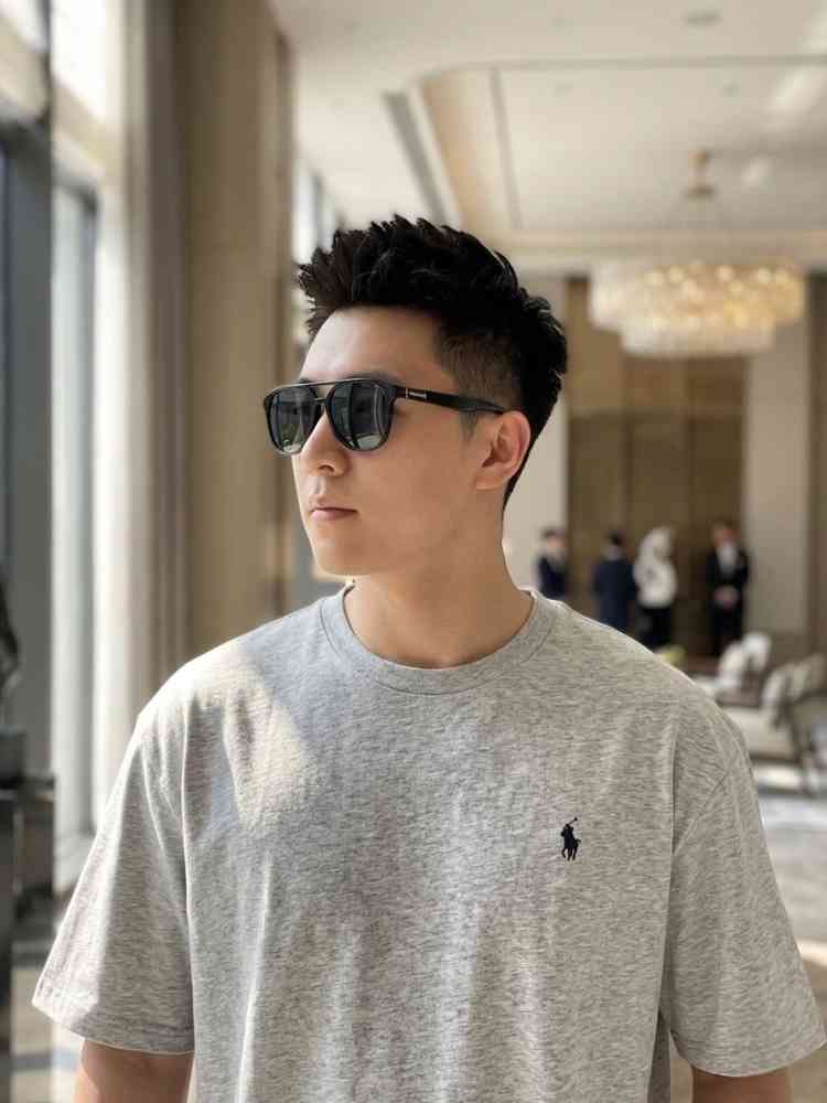Ralph Lauren Grey Premium Collar T-shirt-thumb-1