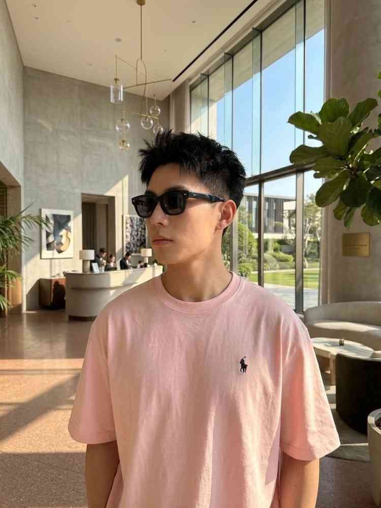 Ralph Lauren Pink Premium Collar T-shirt-thumb-1