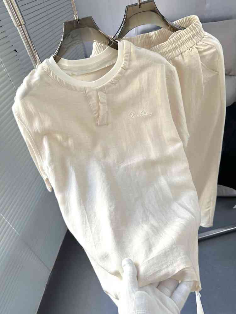 Cream Loro Piana Black T-shirt Premium Quality Co-set