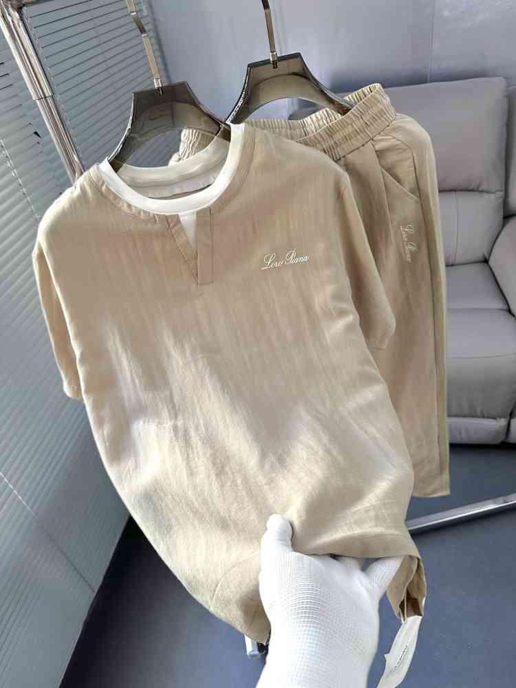 Brown Loro Piana Black T-shirt Premium Quality Co-set