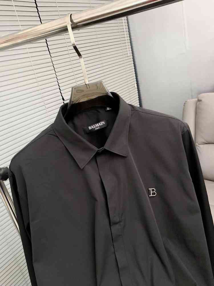 Balmain Embroidered Black Premium Cotton Shirt-3