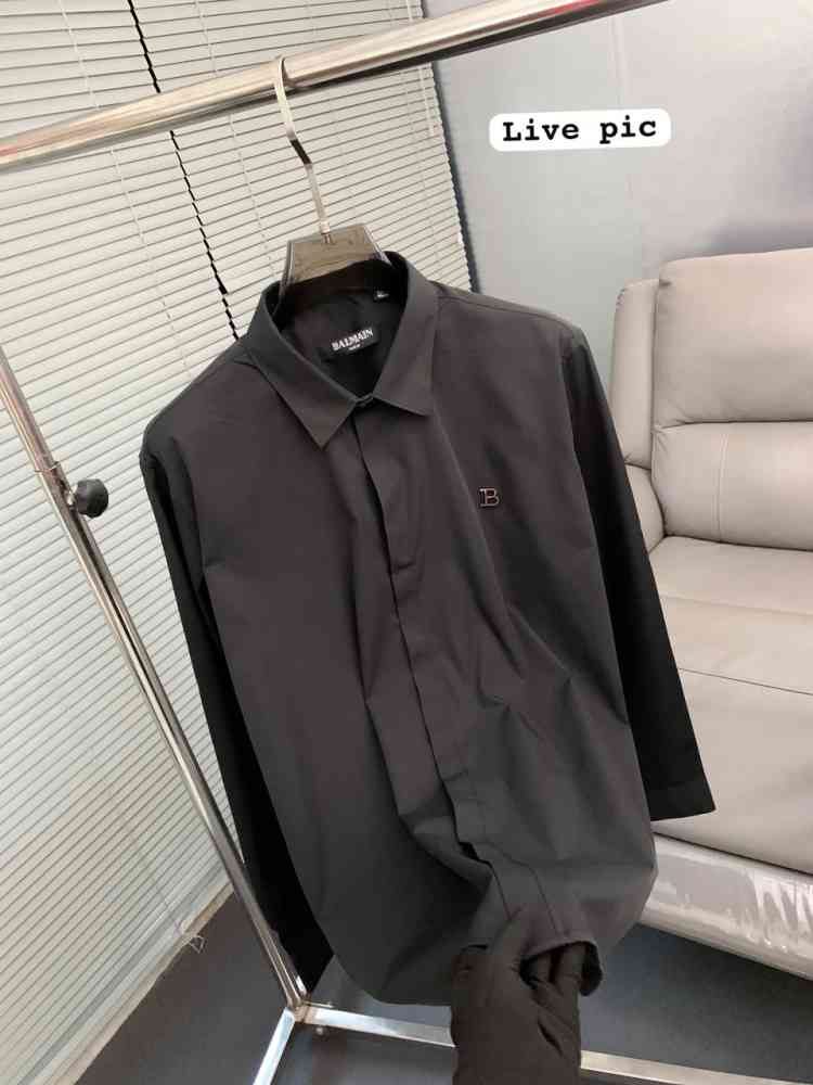 Balmain Embroidered Black Premium Cotton Shirt-1