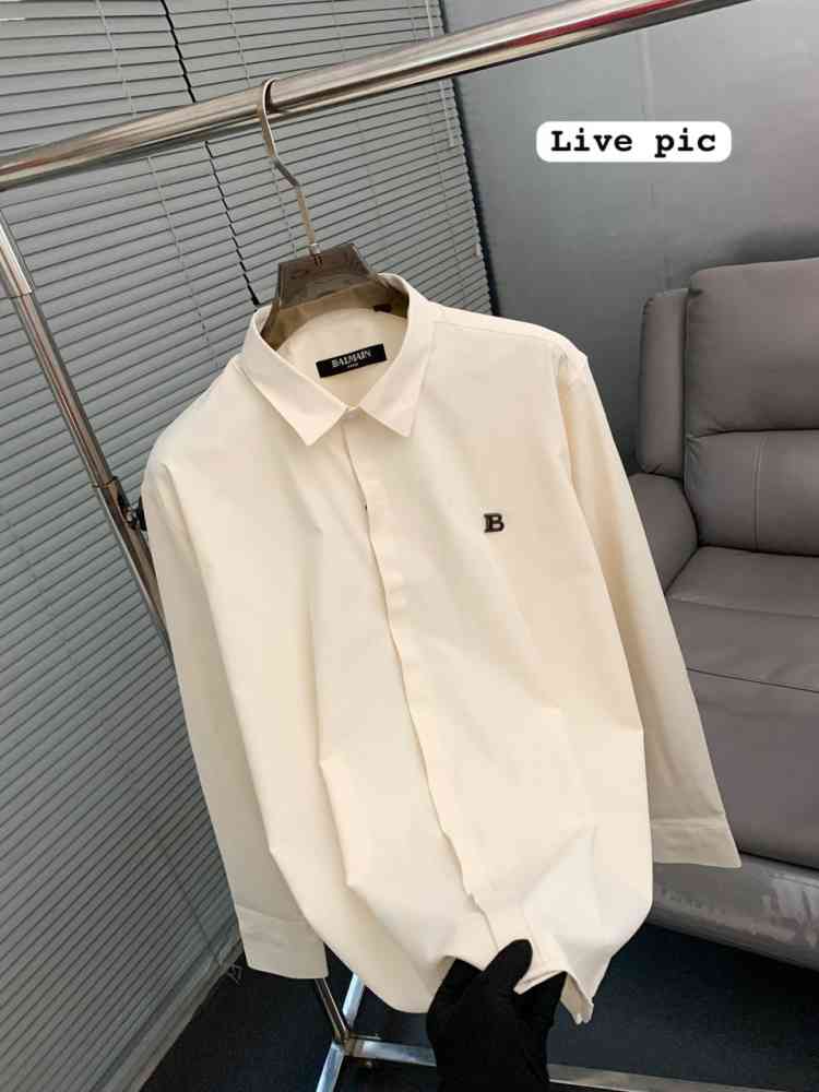 Balmain Embroidered White Premium Cotton Shirt-1