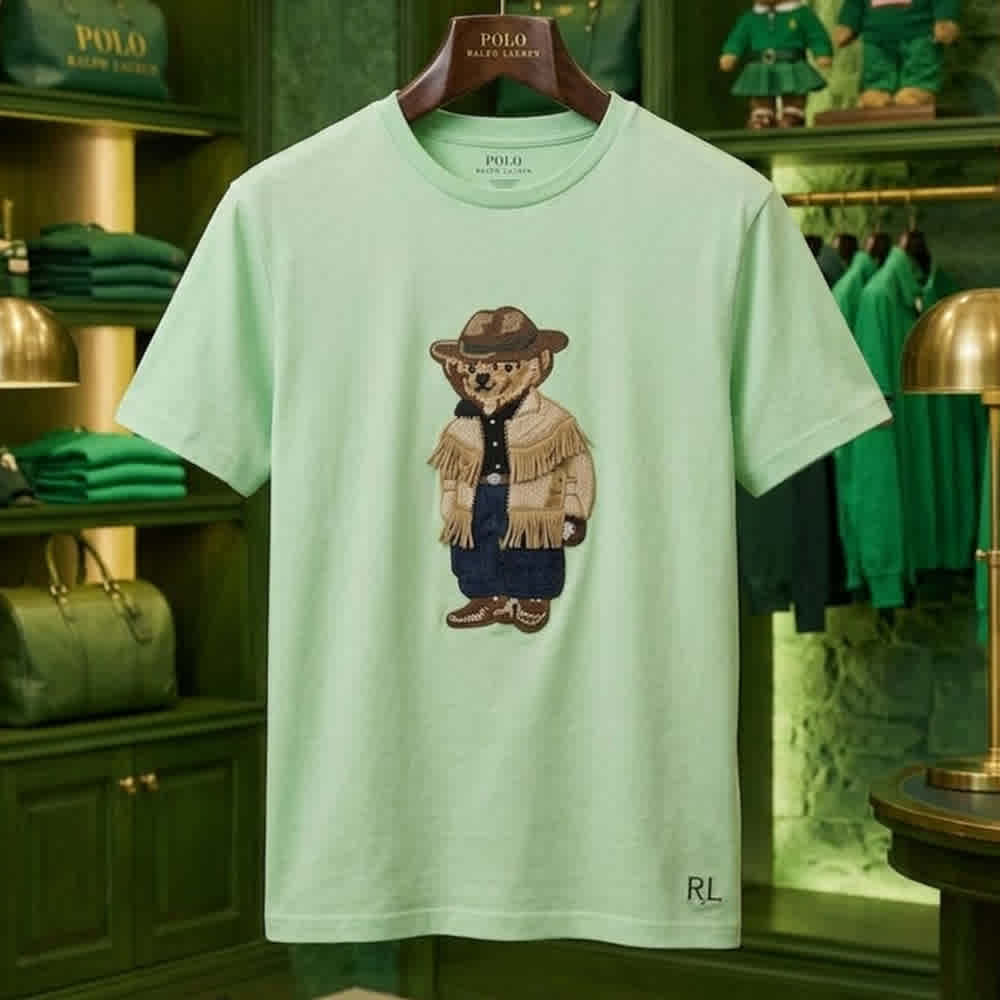 Ralph Lauren Green Polo Bear Cotton Jersey T-Shirts-thumb-1