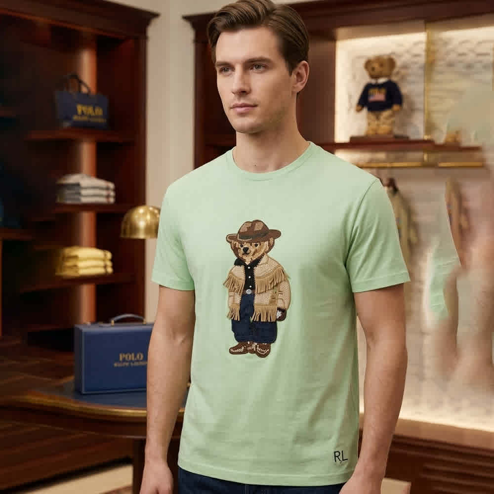 Ralph Lauren Green Polo Bear Cotton Jersey T-Shirts-thumb-0