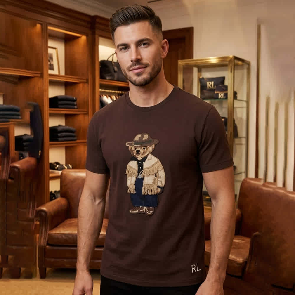 Ralph Lauren Brown Polo Bear Cotton Jersey T-Shirts-thumb-0