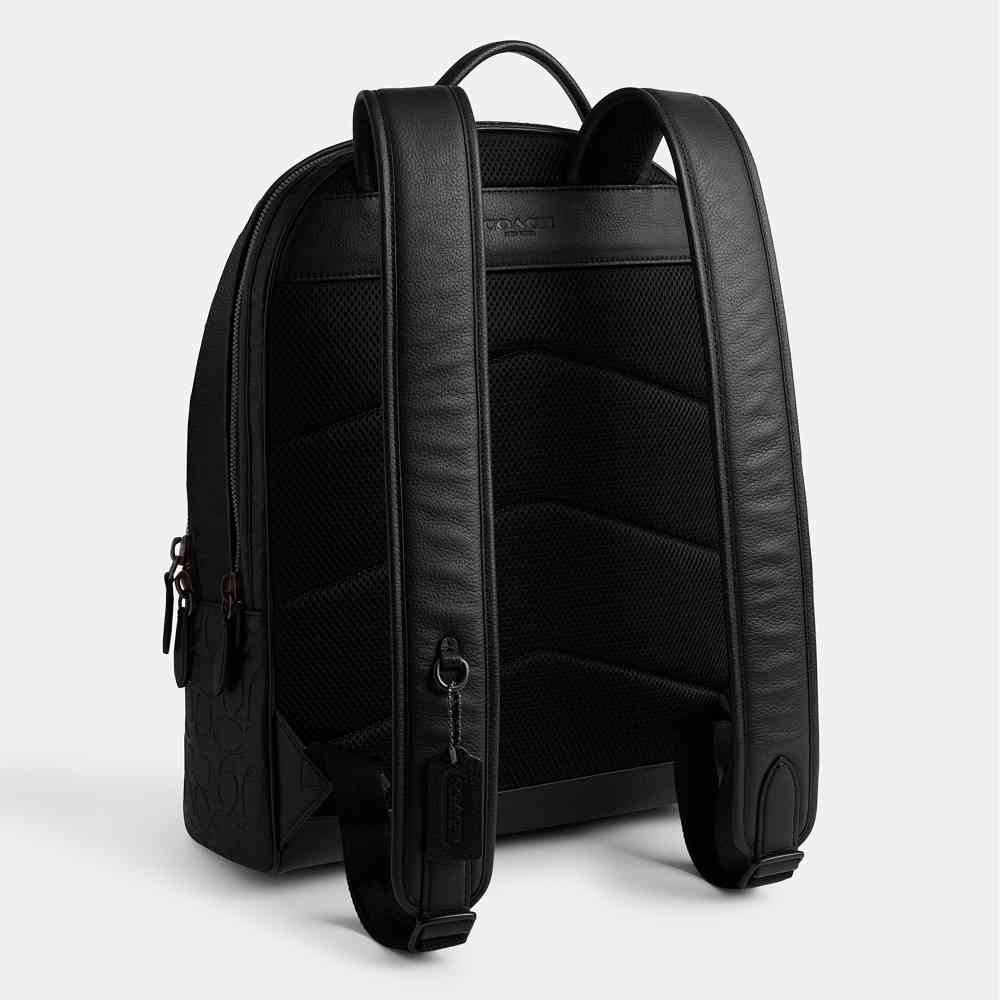 Coach West Houston Black in Signature Backpack-2