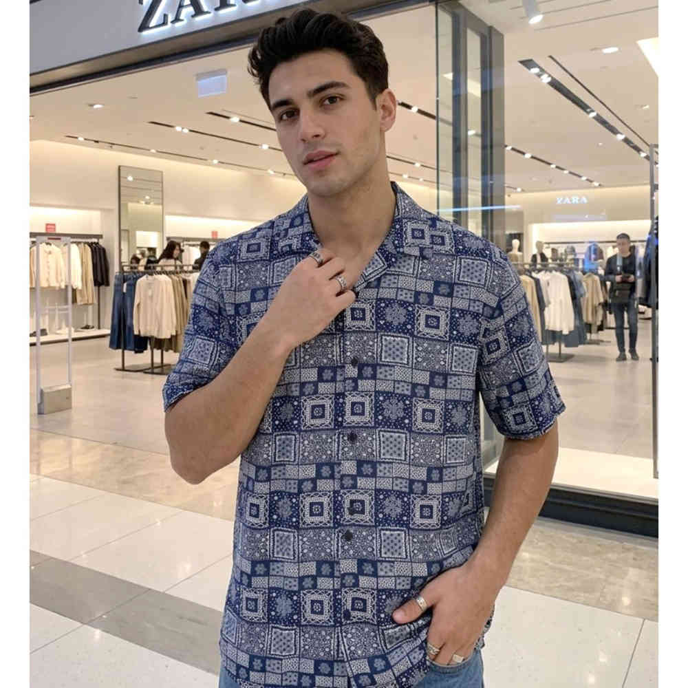 Blue Zara Multicolor Bandana Printed Casual Shirt