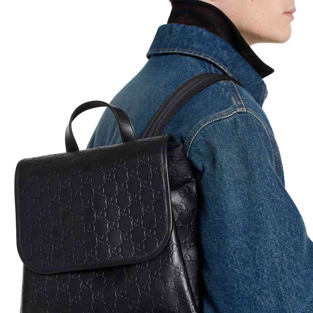 Gucci GG Emblem Black Medium Backpack-thumb-5
