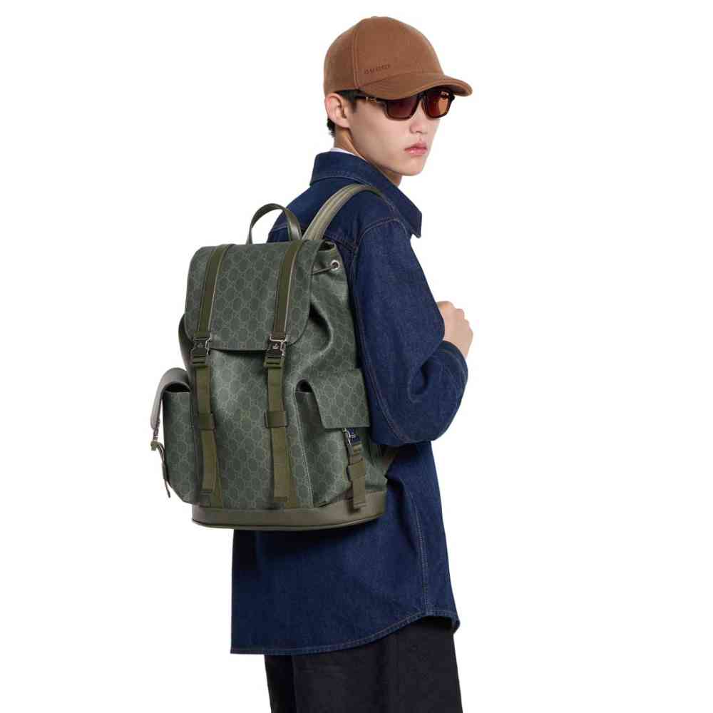 Gucci GG Monogram Green Large Backpack-thumb-7