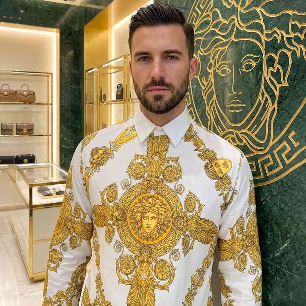 Golden Versace Men's La Coupe des Dieux Silk White Twill Shirt