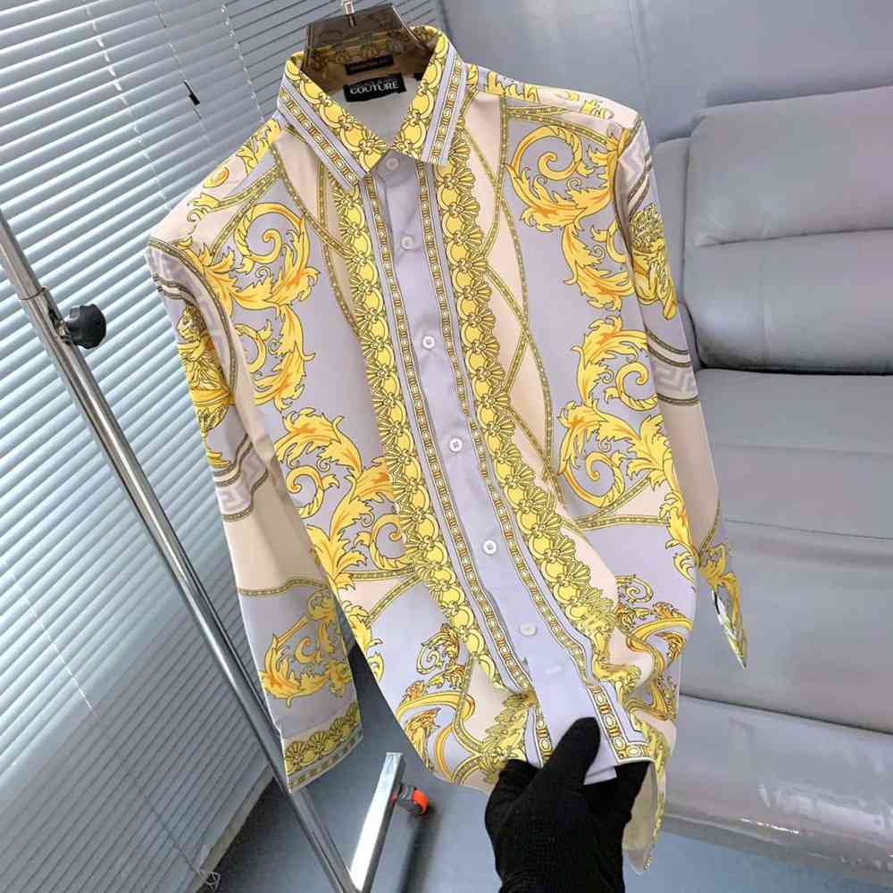 Blue Versace Men's La Coupe des Dieux Silk White Twill Shirt