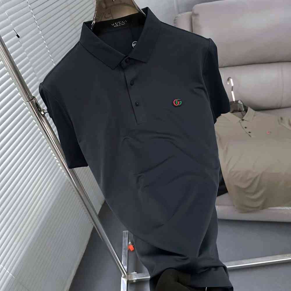 Blue Gucci Interlocking G Black Cotton Polo Shirt