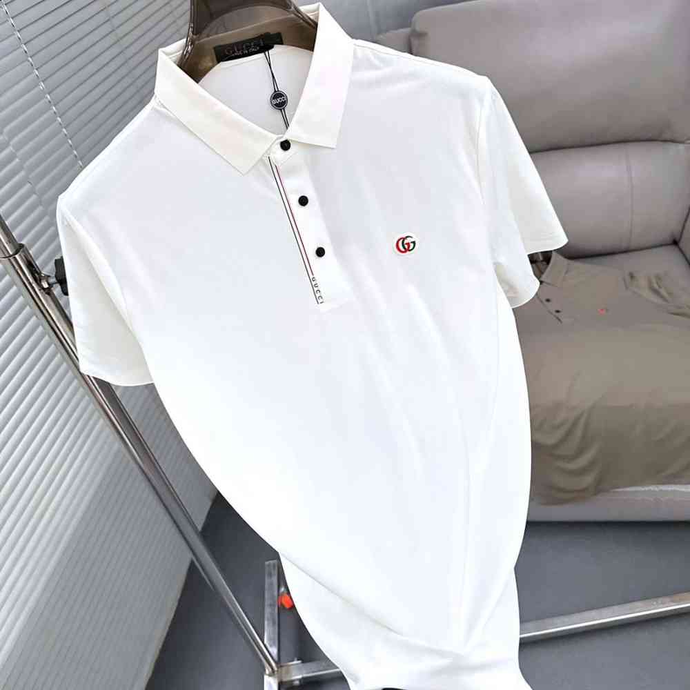 White Gucci Interlocking G Black Cotton Polo Shirt