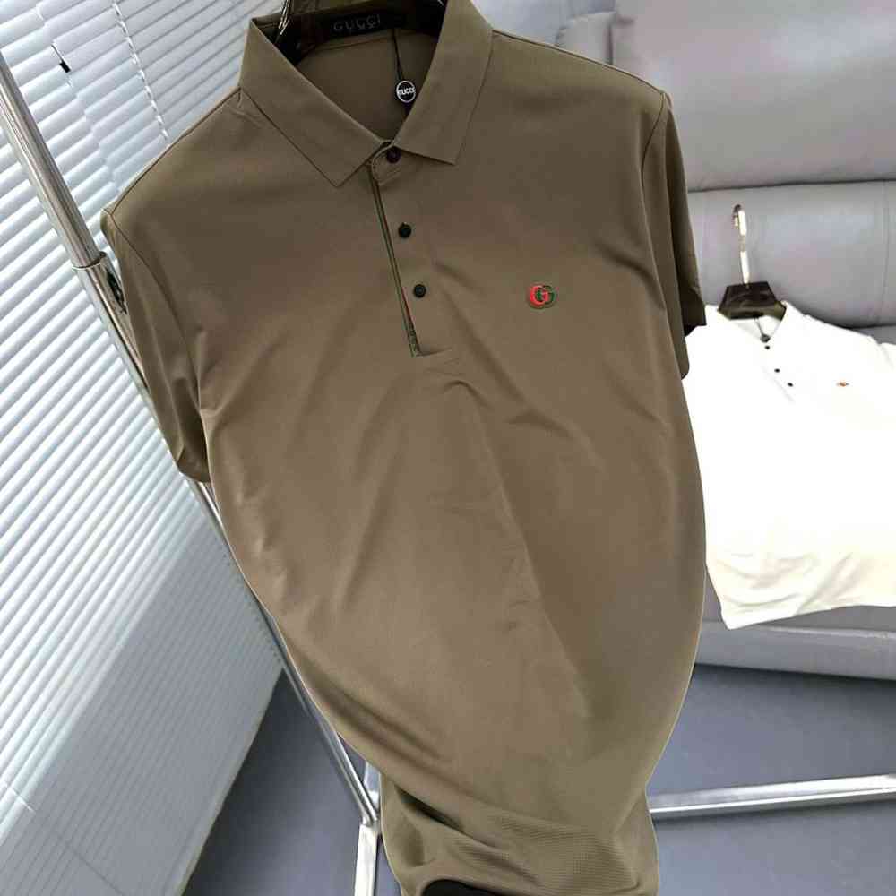 Brown Gucci Interlocking G Black Cotton Polo Shirt