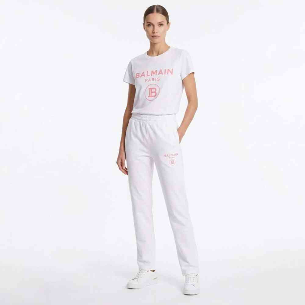 White Balmain Paris Logo Black Premium Quality Co-ord Set