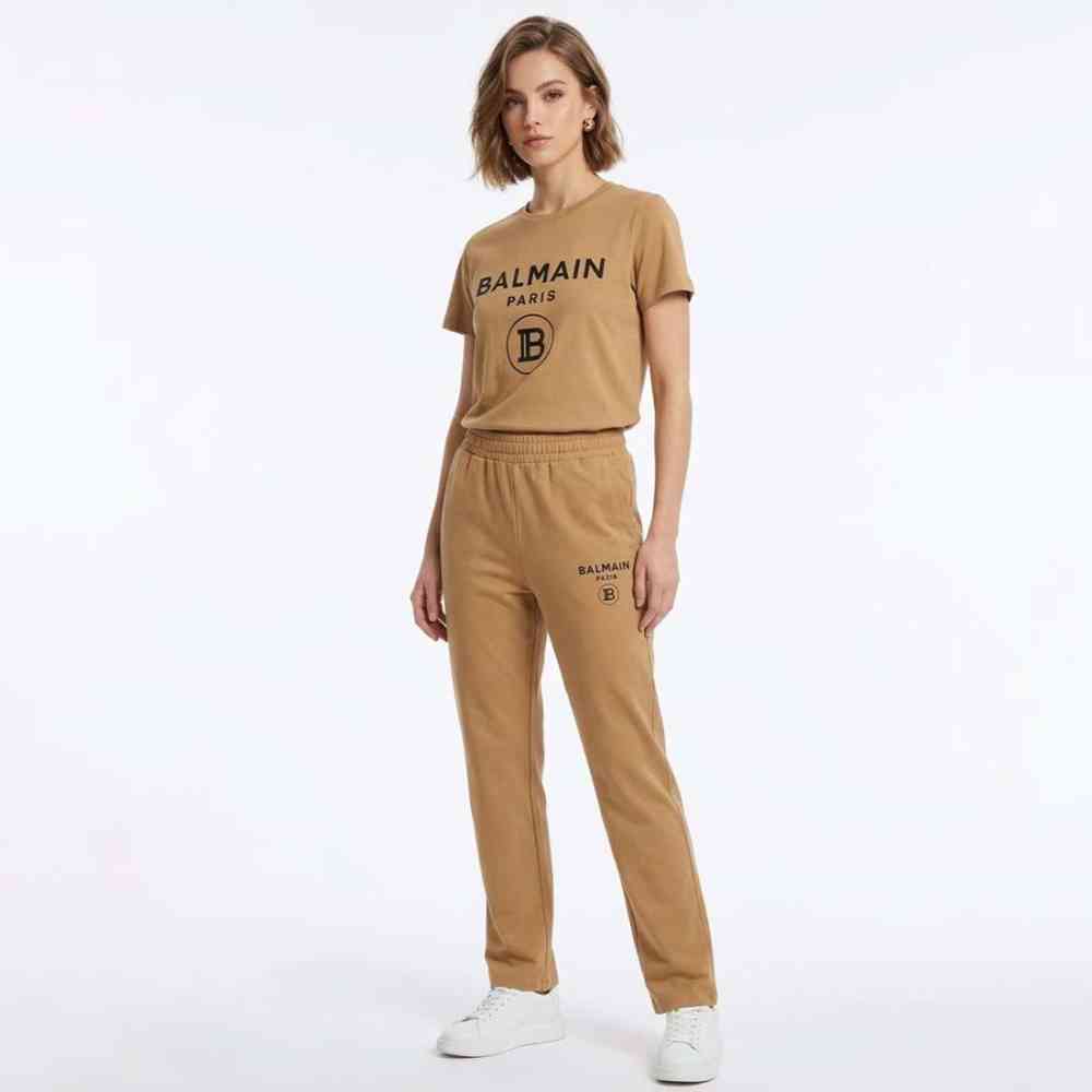 Brown Balmain Paris Logo Black Premium Quality Co-ord Set