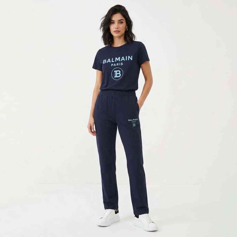 Balmain Paris Logo Blue Premium Quality Co-ord Set-thumb-0