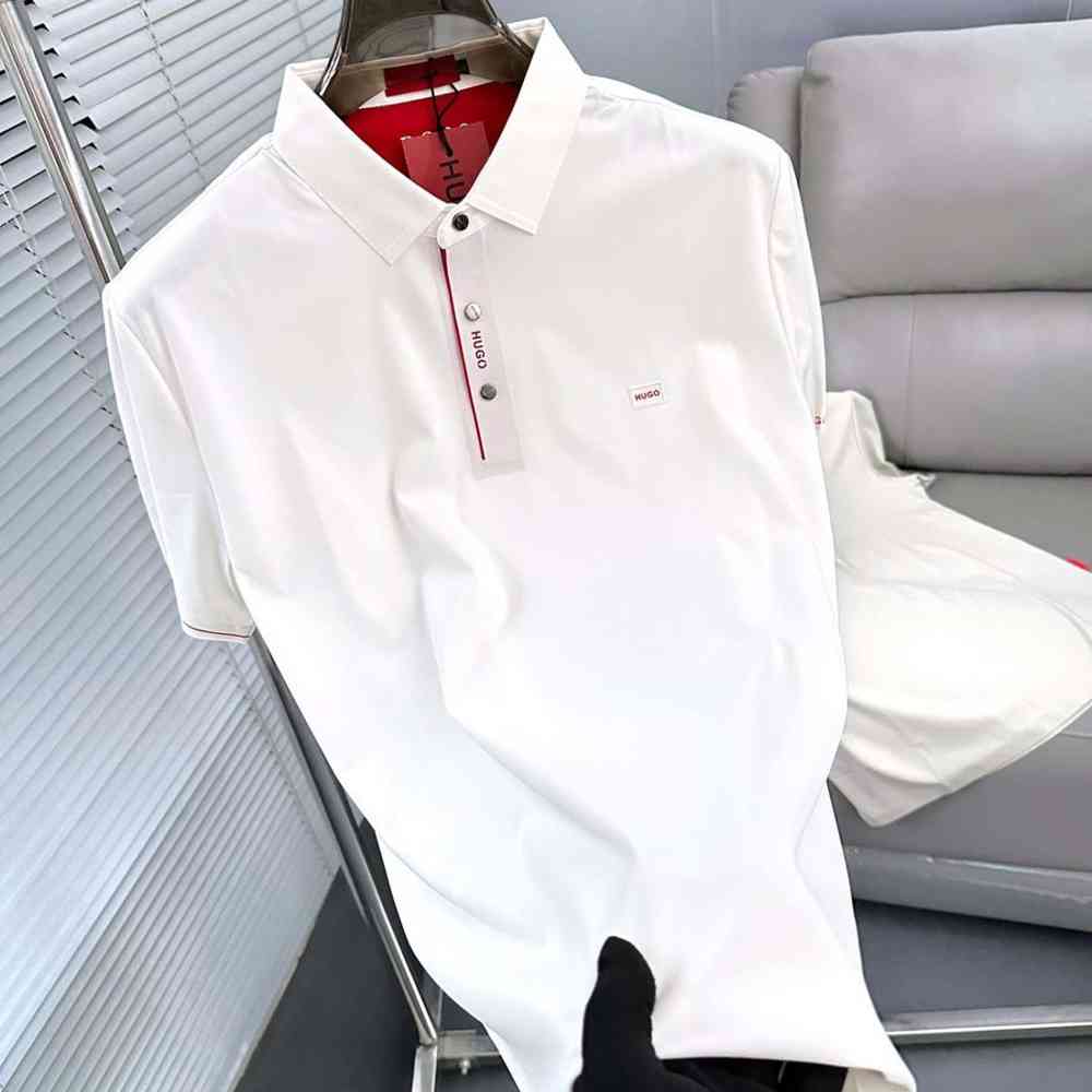 White Hugo Boss Men's Black Polo T-shirt