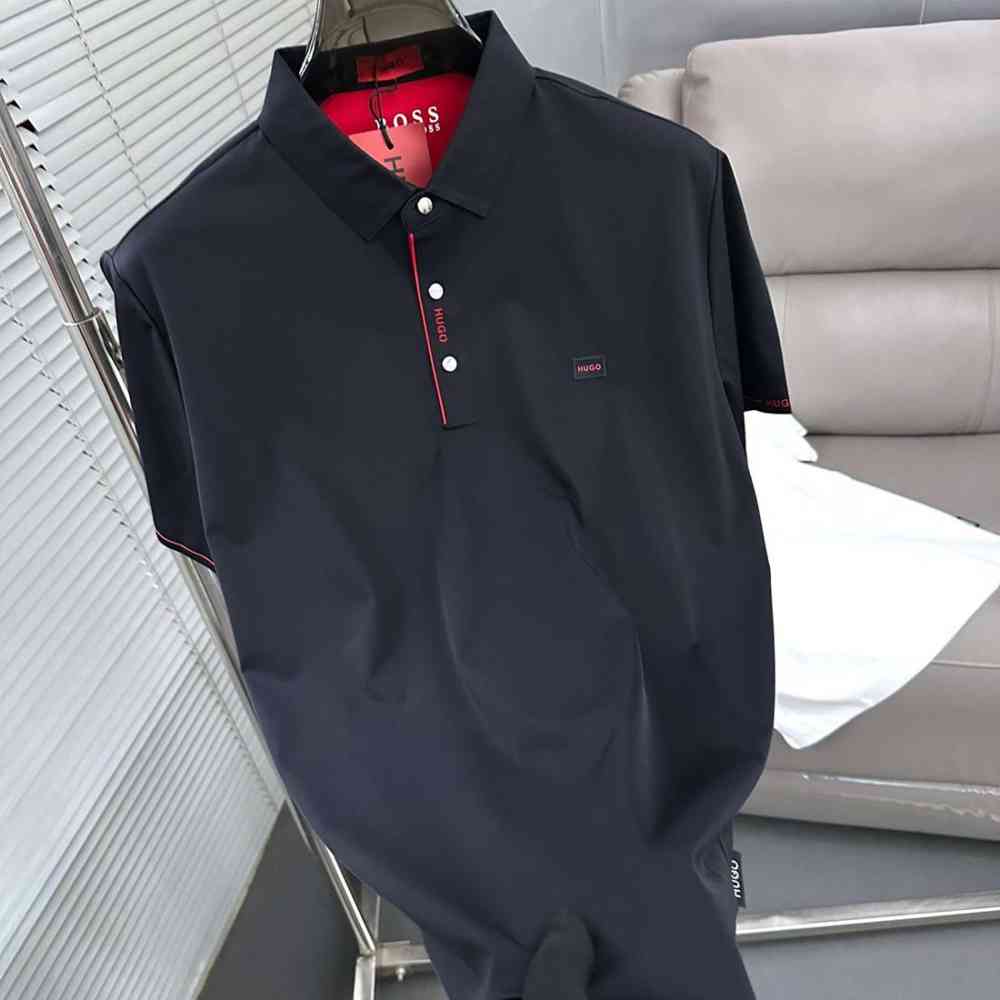 Blue Hugo Boss Men's Black Polo T-shirt