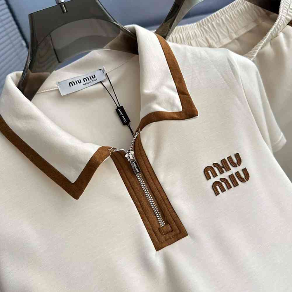 Miu Miu Cream Premium Cotton Co-ord Set-thumb-1