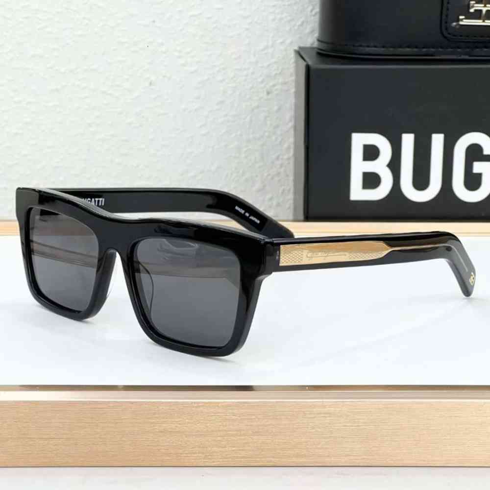 Black Bugatti Model 29 Blue Designer Sunglasses