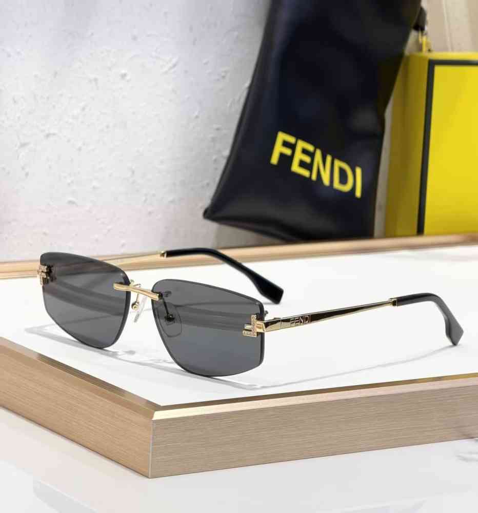 Fendi First Crystal Black Rimless Sunglasses-thumb-0