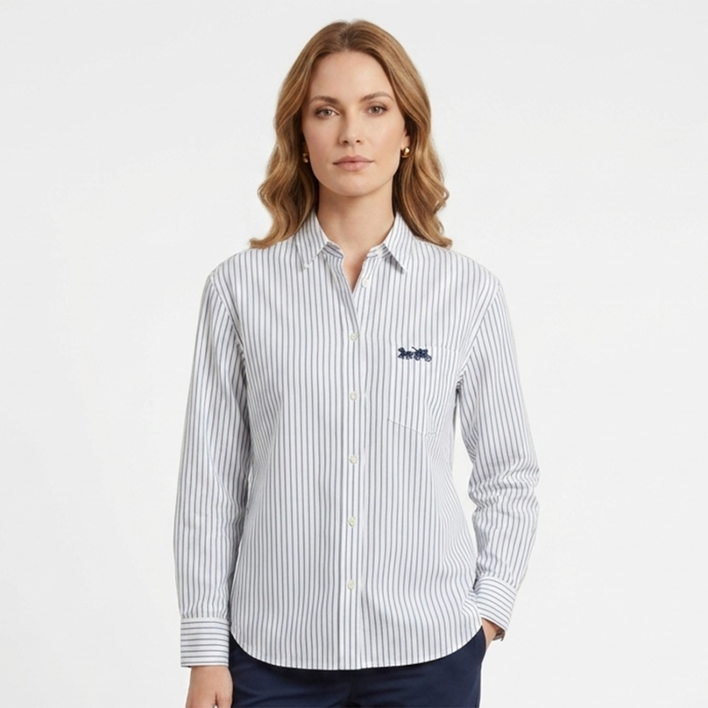 Black Coach White Premium Quality Women Shirt