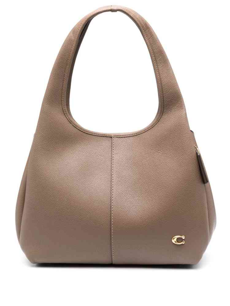 Beige Coach Lana Black Large Shoulder Bag