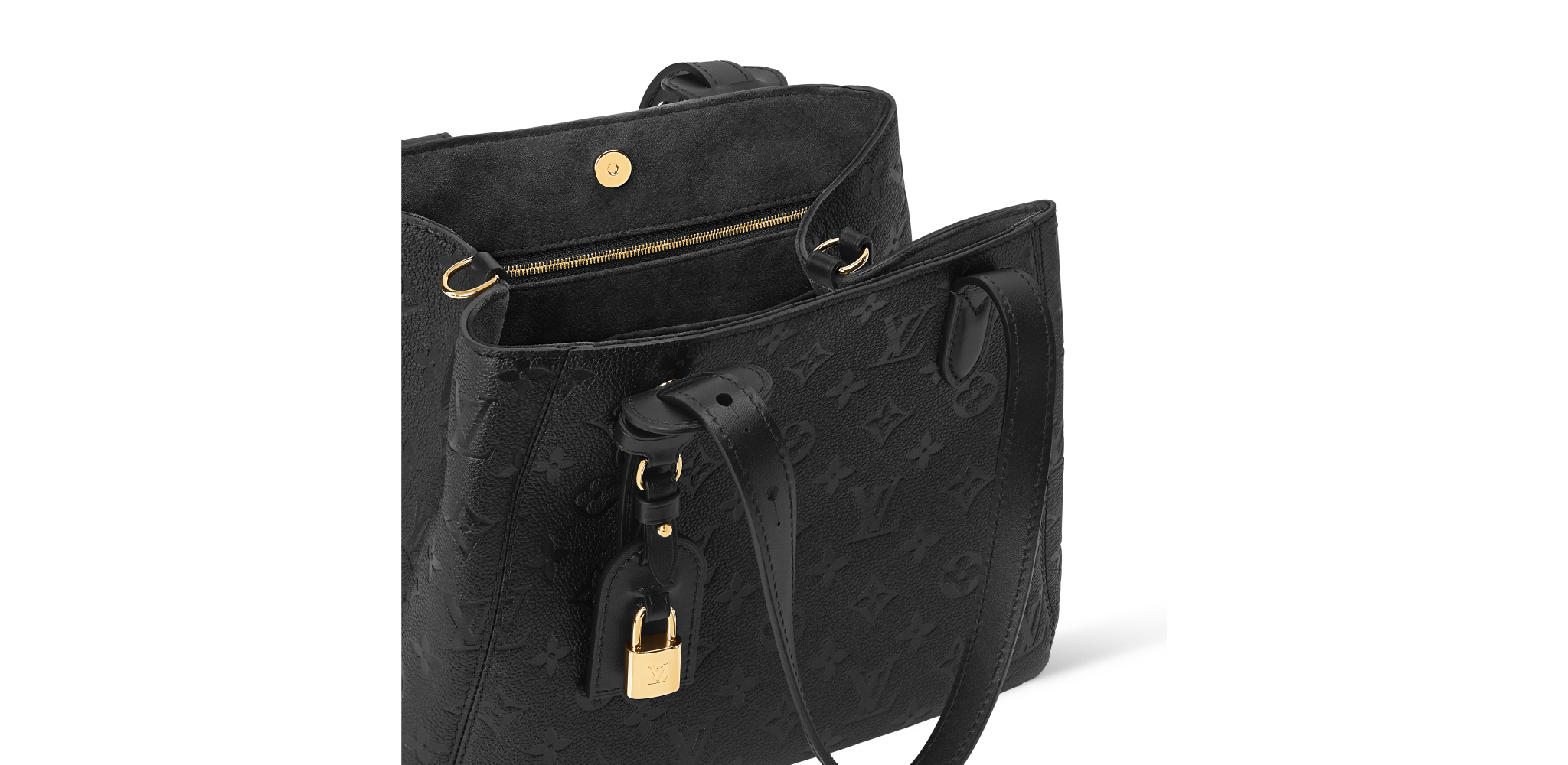 Louis Vuitton Solid Shades Embossed Neverfull Black Tote Bag-3