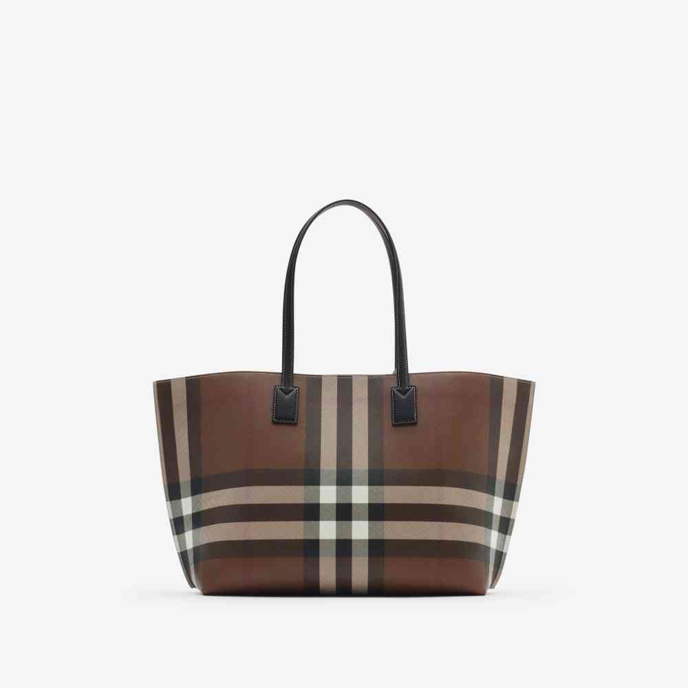 Burberry Dark Birch Brown Checked Tote Bag-2